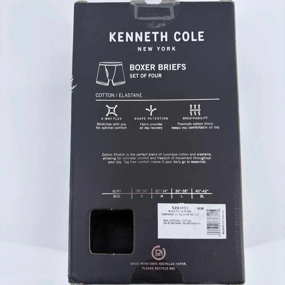 Kenneth Cole Mens Boxer Briefs Stretch Cotton Multi Color 4 Pack Size M NIB